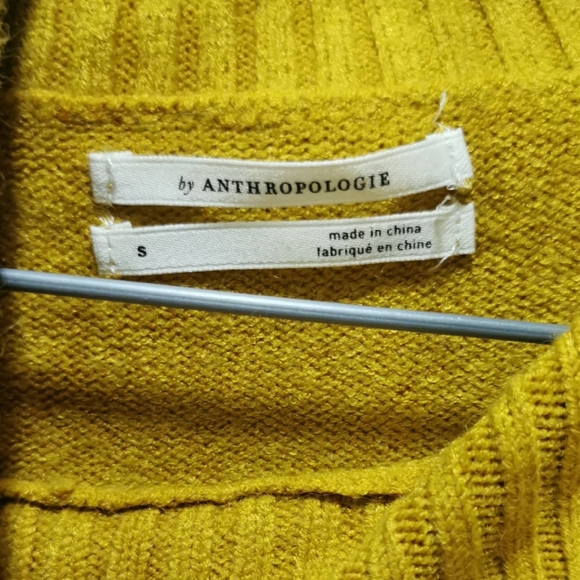 Anthropologie Yellow Margarita Tunic Mock neck Sweater with Button Details - Picture 2 of 3